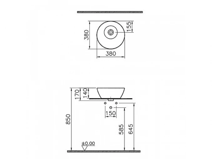 Lavabo nadgradni VITRA GEO Ø38 new