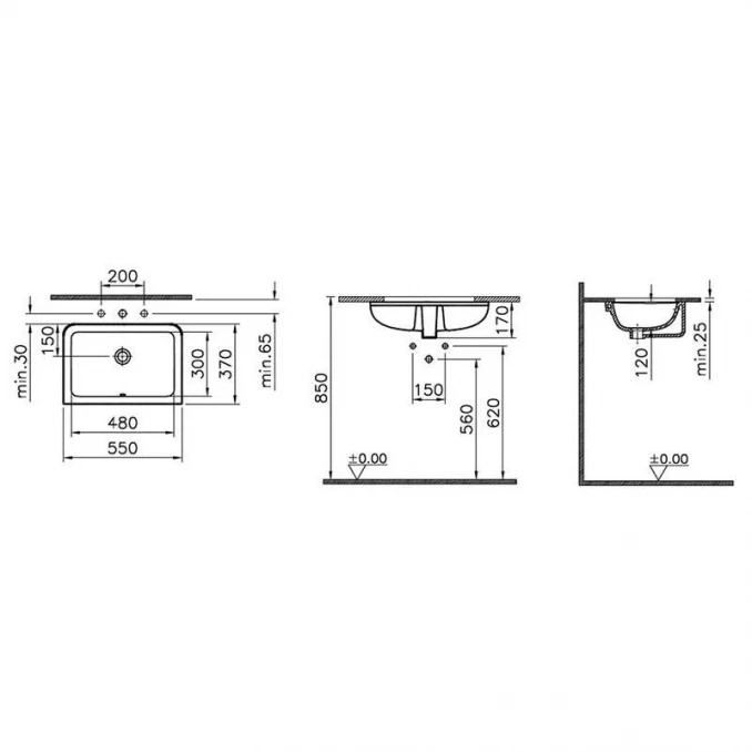 Lavabo podgradni VITRA S20 47,5x30cm