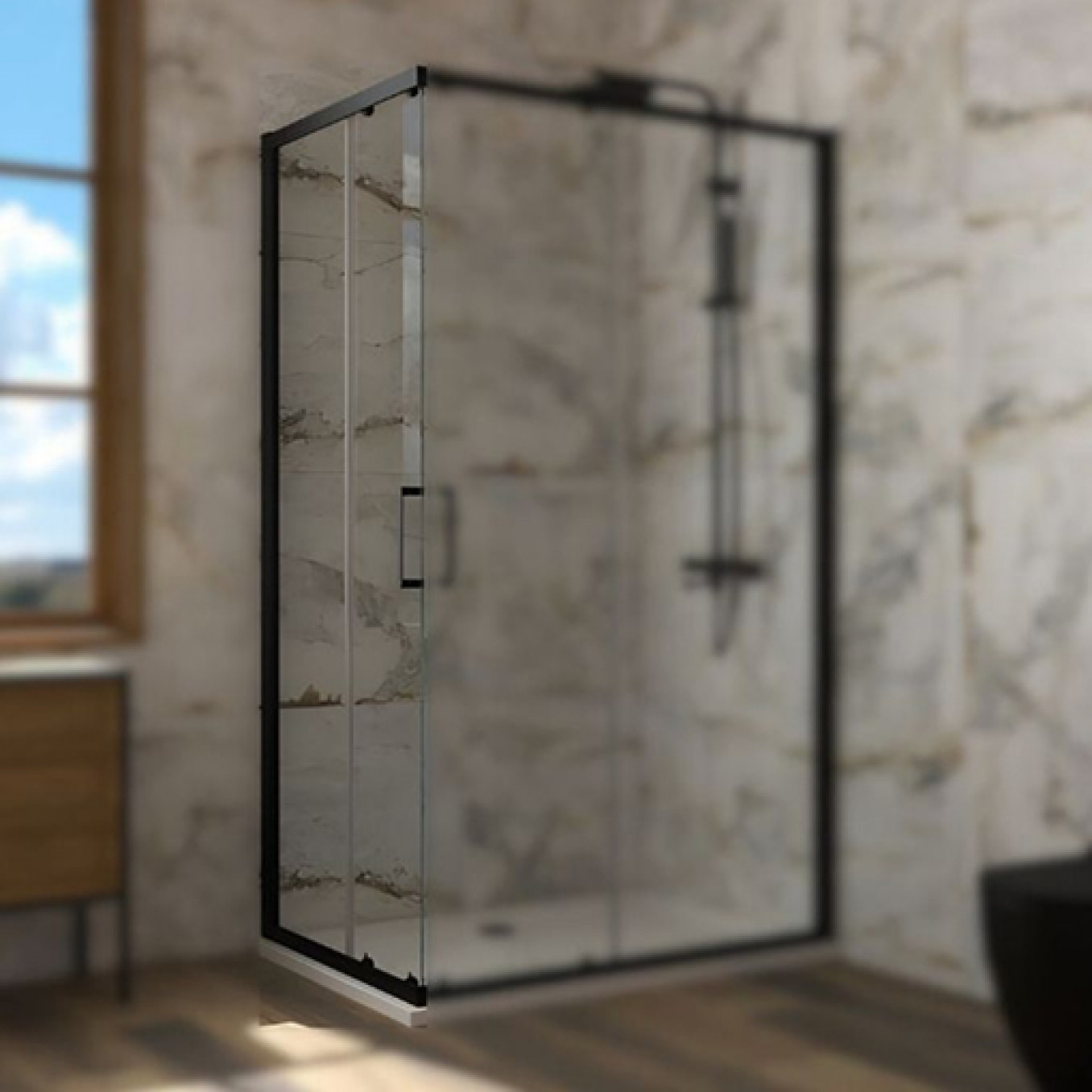 Bočno staklo sa vratima COPEN ATLAS PRO 800x1950 mat crno. staklo 6mm providno