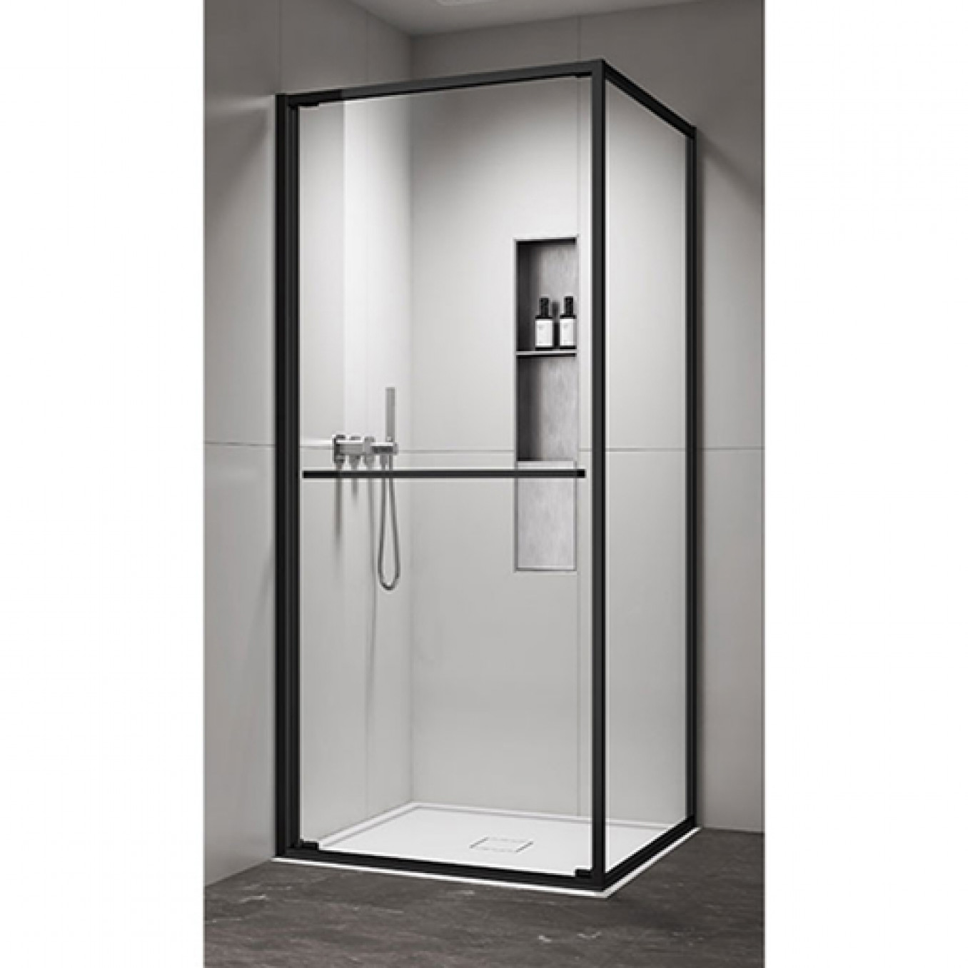 Tuš kabina COPEN ATLAS PRO 1V 800x800x2000 mat crna. staklo 6mm providno