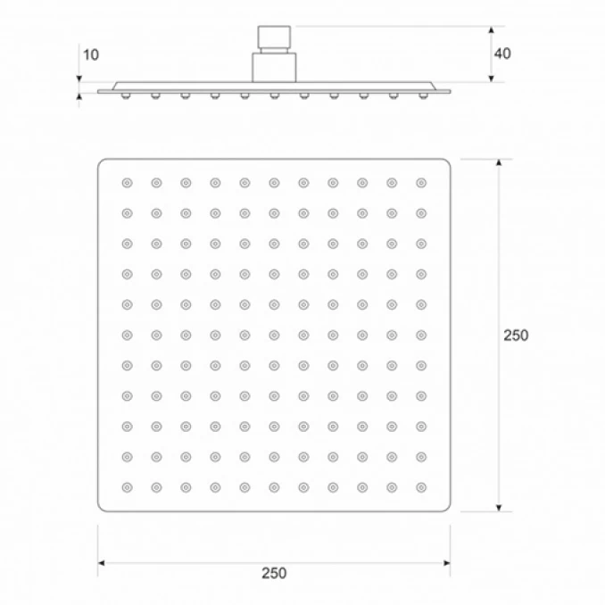 Ruža tuša COPEN 300x300mm mat crna S/S 304