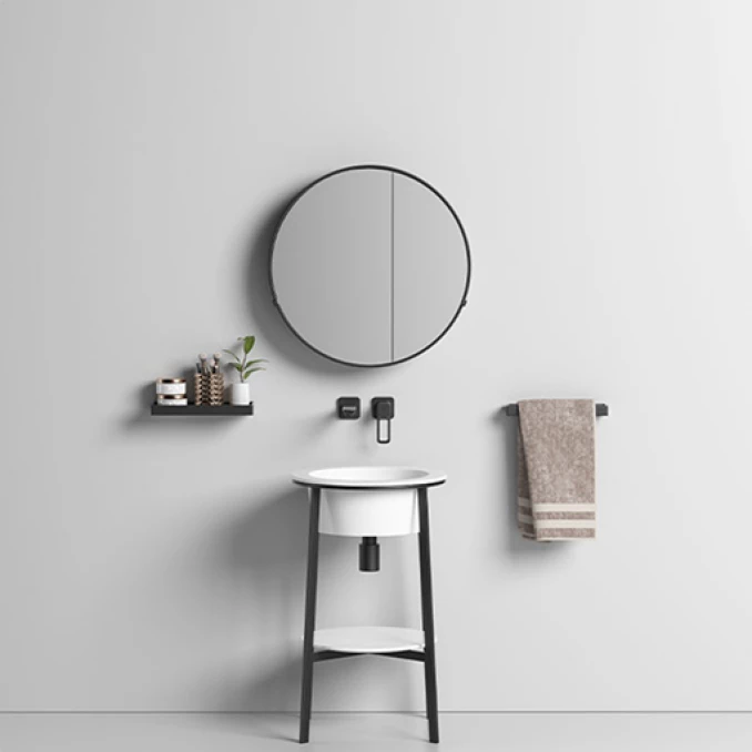 Lavabo COPEN sa postoljem i policom 500x500x825 matt white