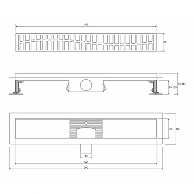 Tuš kanalica PROFIL M WAVE 500 teflon black