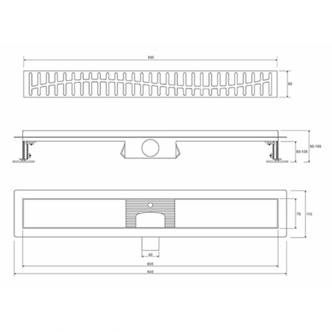Tuš kanalica PROFIL M WAVE 600 teflon black