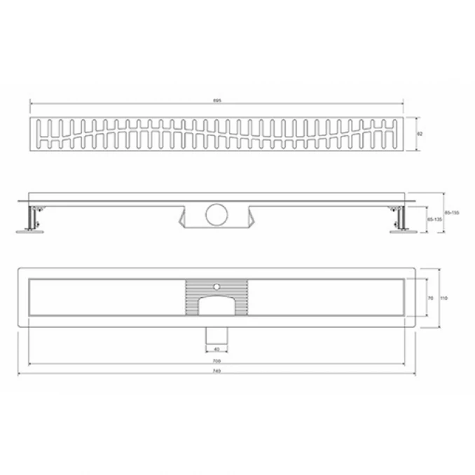 Tuš kanalica PROFIL M WAVE 700 teflon black