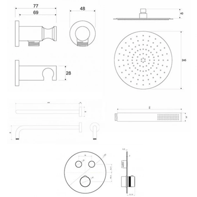 Termostatski set COPEN round hrom 1
