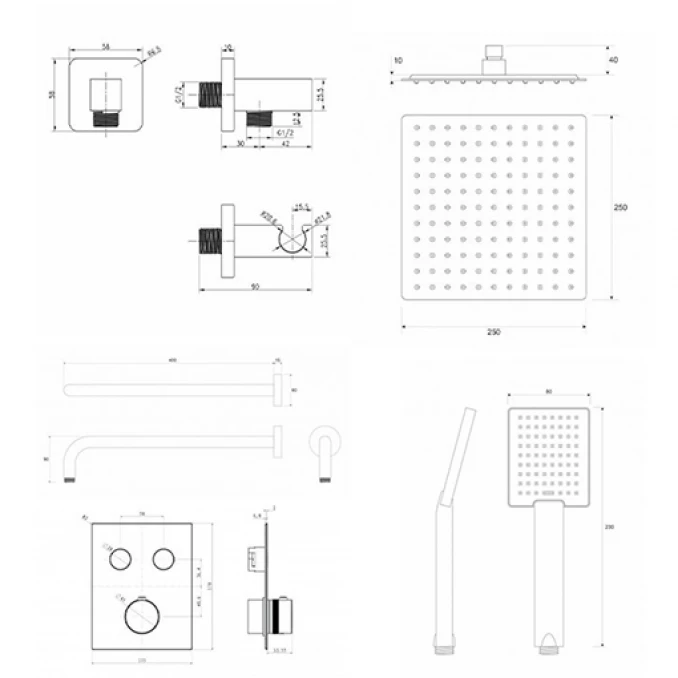 Termostatski set COPEN square hrom 1