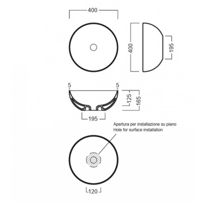 Lavabo HATRIA HAPPYHOUR SLIM 06:00 fi400 glossy indigo
