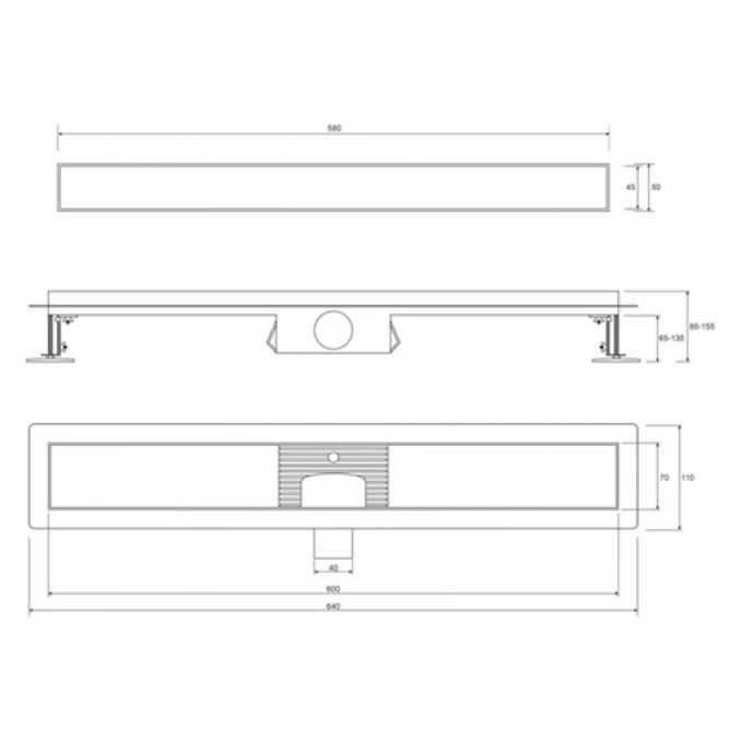 Tuš kanalica PROFIL M ROCK 600 brushed