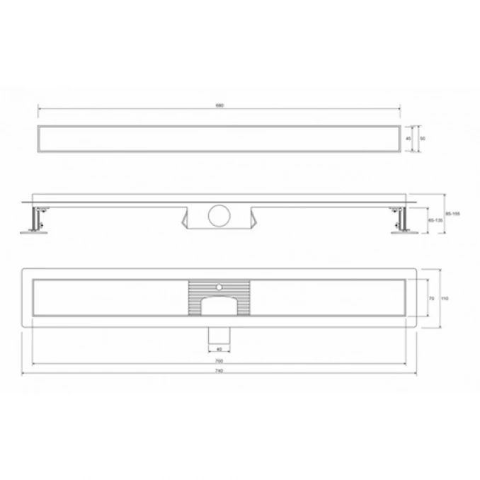 Tuš kanalica PROFIL M ROCK 700 brushed