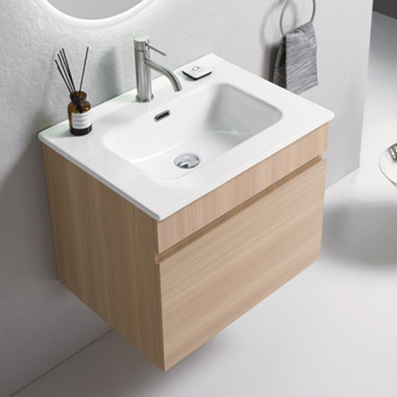 Toaletni ormarić UNILINE LUMA 600 BRW sa lavaboom. soft close fioka 613x464x480