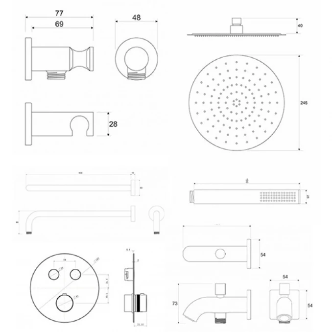Termostatski set COPEN round hrom 2