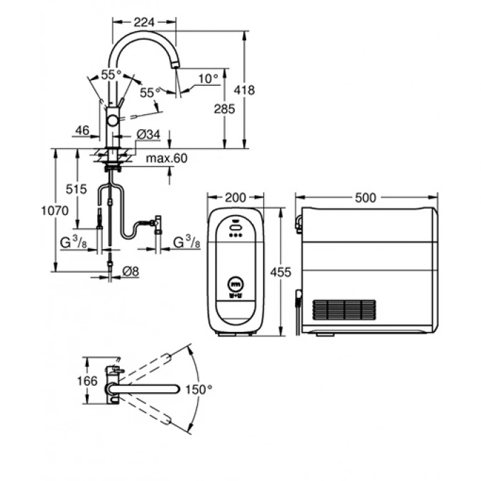 Baterija za sudoperu GROHE BLUE HOME sa filterom