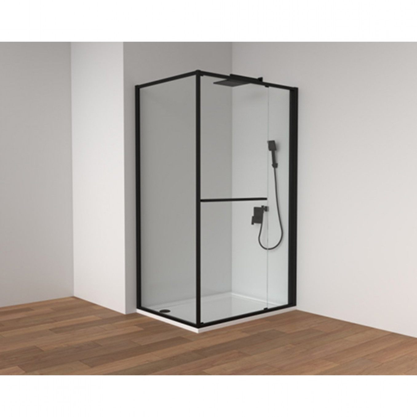 Tuš kabina COPEN ATLAS PRO 1V 1200x900x2000 matt black. staklo 6mm providno