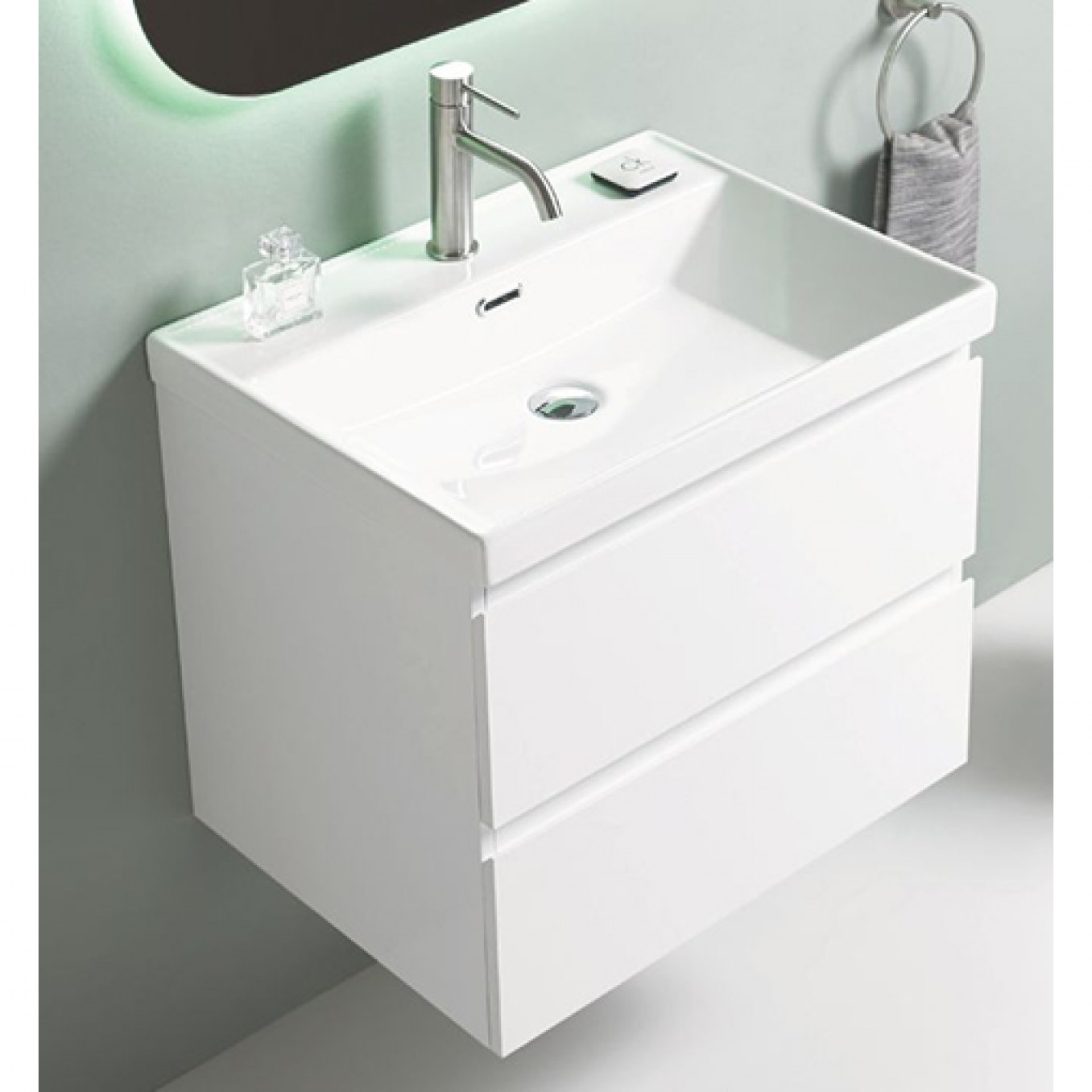 Toaletni ormarić UNILINE LUMA 600 sa lavaboom. soft close dve fioke 605x463x480