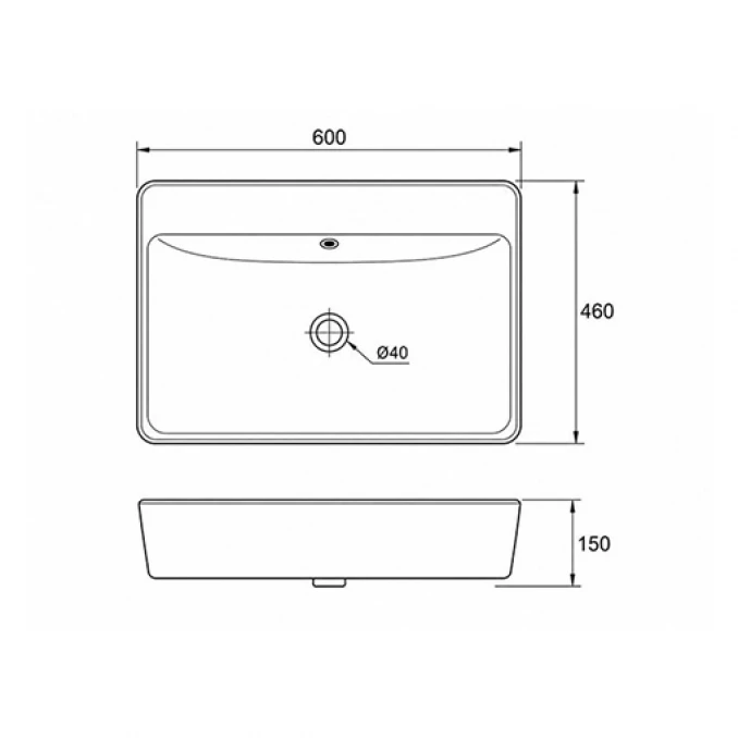 Lavabo COPEN 600x460x150 matt black
