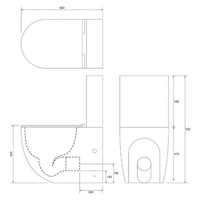 Monoblok PERLA rimless cappuccino sa duroplast soft close wc daskom vario