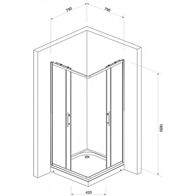 Tuš kabina kvadratna 80x80x185.5mm staklo sa kvadratićima