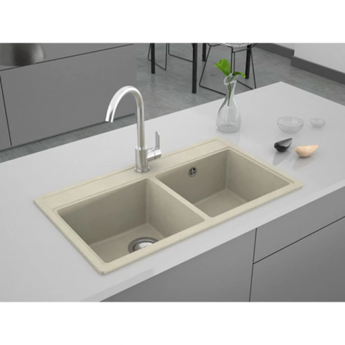 Granitna sudopera MILO METRO 76x44 Cappuccino sa sifonom dupla
