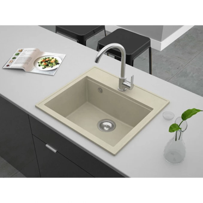 Granitna sudopera MILO RETTO 56x51 Cappuccino sa sifonom