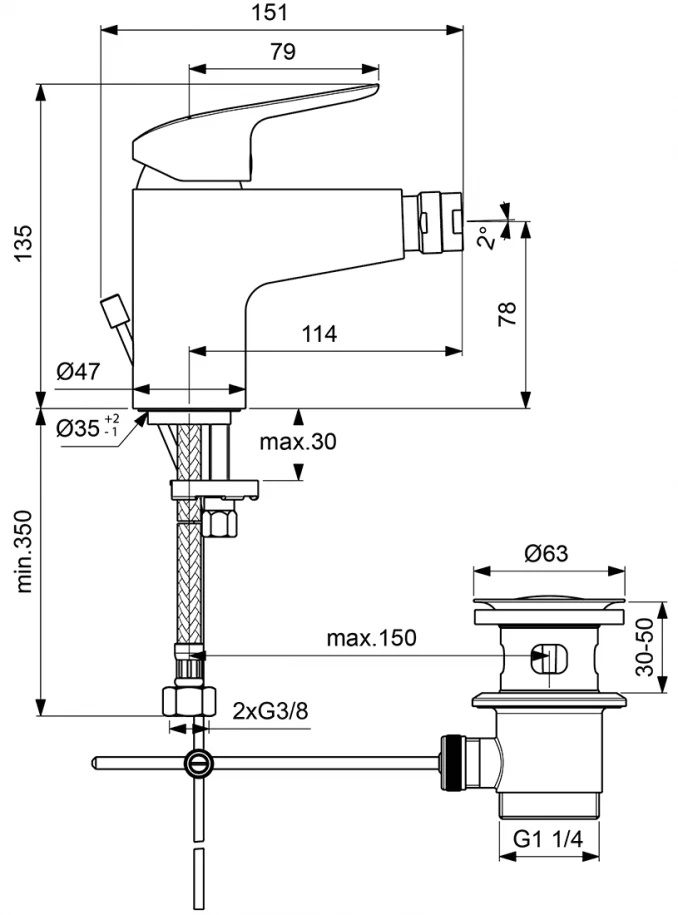 Baterija za bide IDEAL STANDARD CERAFLEX