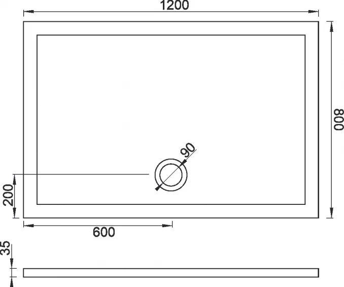 Tuš kadica CONCEPT SOLILUX 1200x800x50 bez sifona