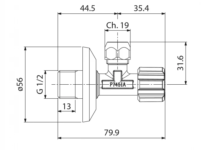 EK ventil ALBERTONI 1/2x3/8 sa virblom