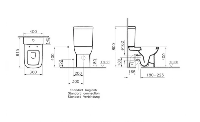 Monoblok VITRA S20 sa bide funkcijom sa duroplast wc daskom vario BTW