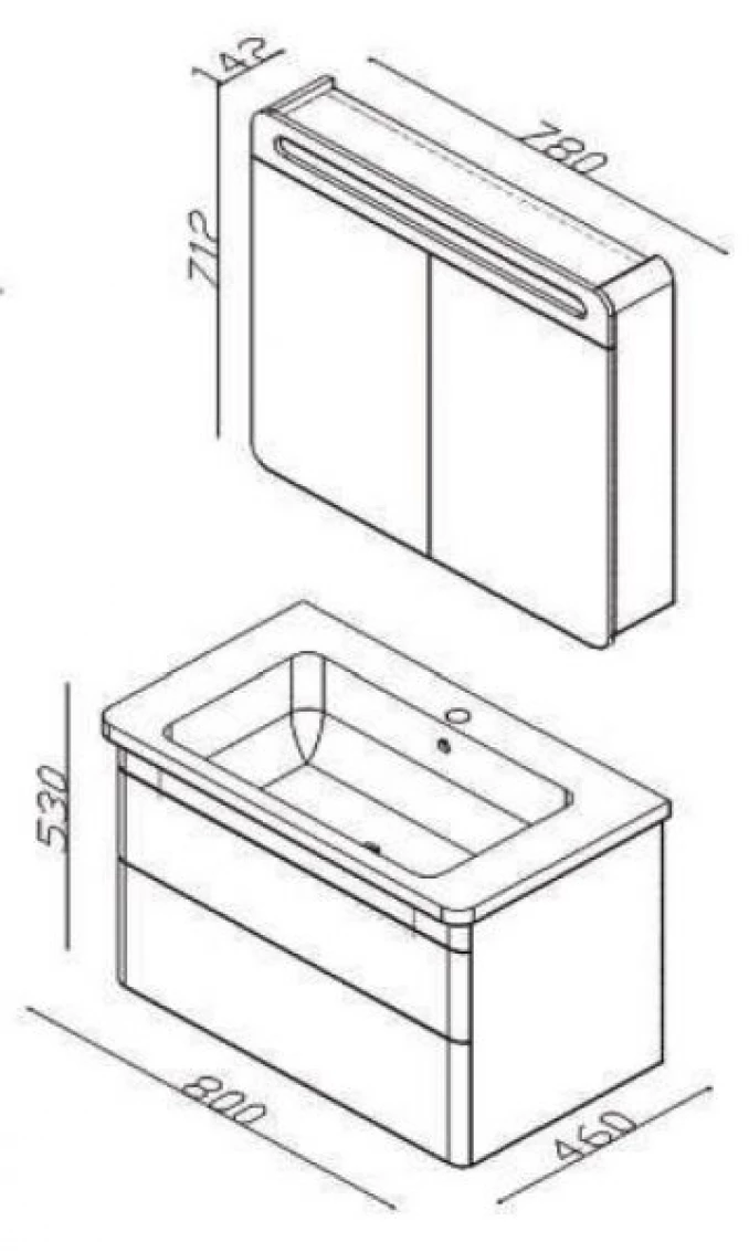 Ormarić LINEART EFES 800 white sa lavaboom