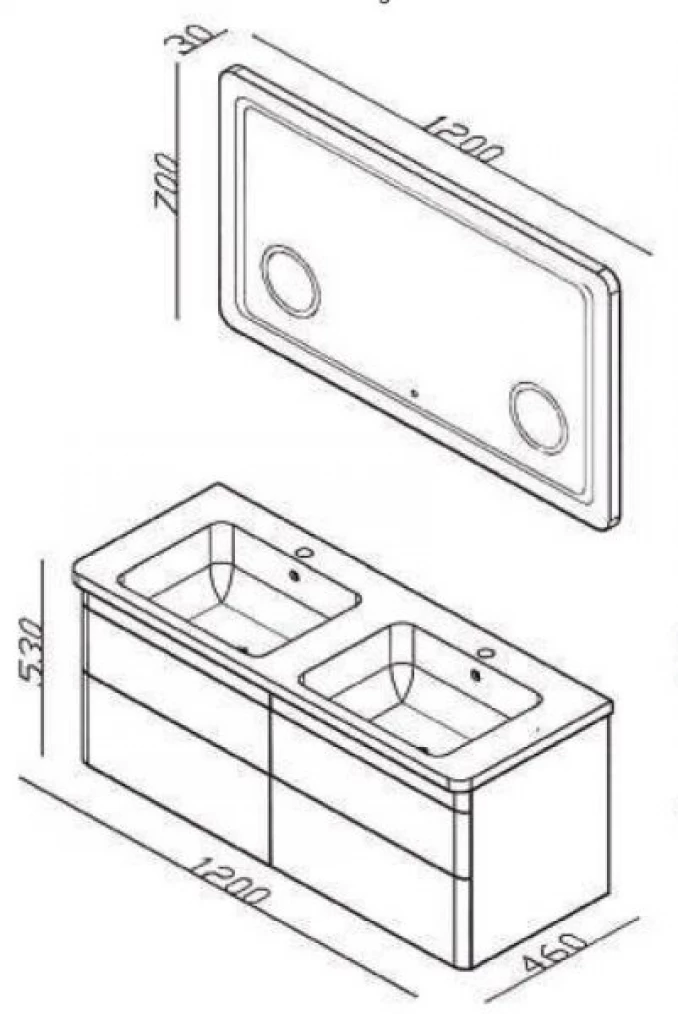 Ormarić LINEART EFES 1200 white sa lavaboom