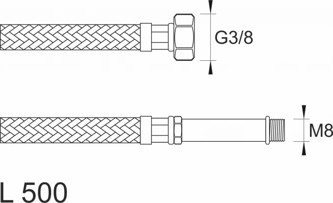 Brinoks crijevo SBA baterijsko F3/8''x M8  500