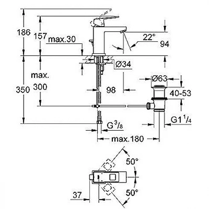 Baterija za lavabo GROHE EUROCUBE