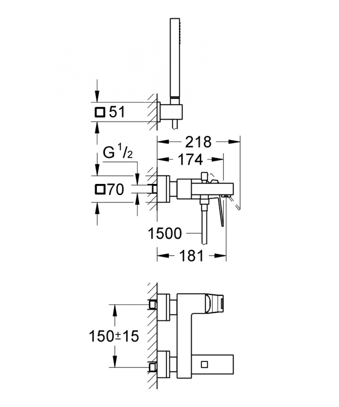 Baterija za kadu GROHE EUROCUBE set