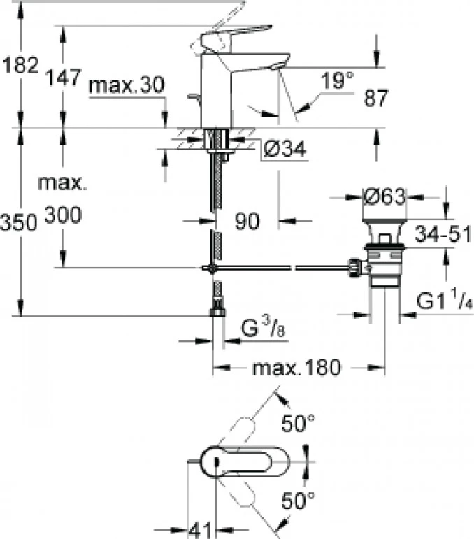 Baterija za lavabo GROHE BAUEDGE