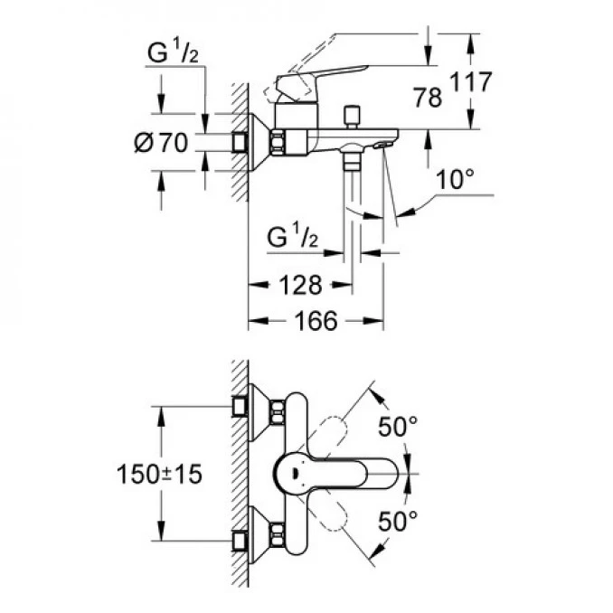 Baterija za kadu GROHE BAUEDGE