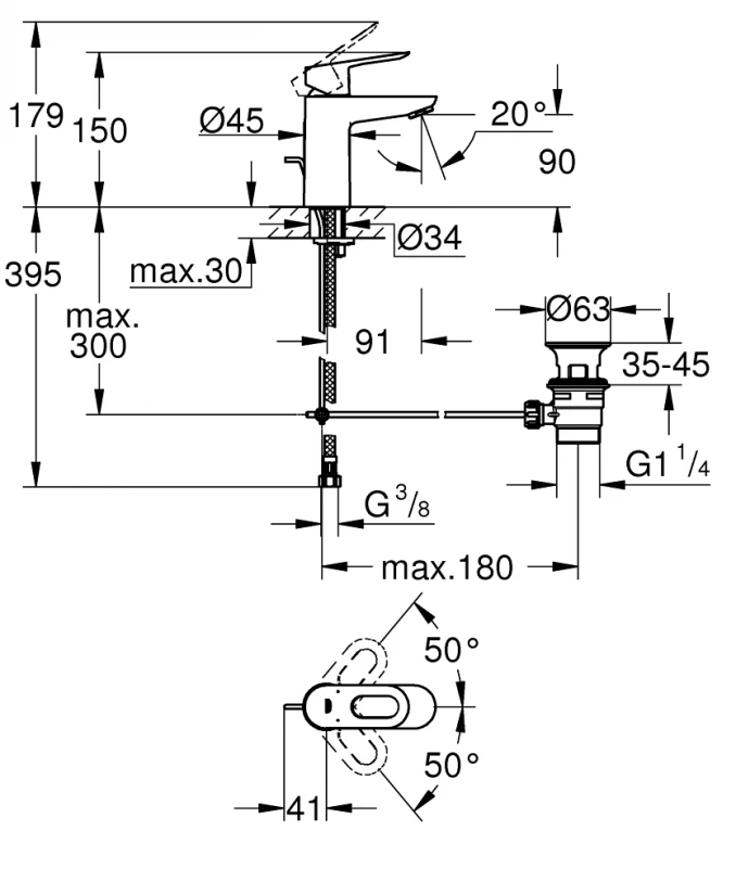 Baterija za lavabo GROHE BAULOOP