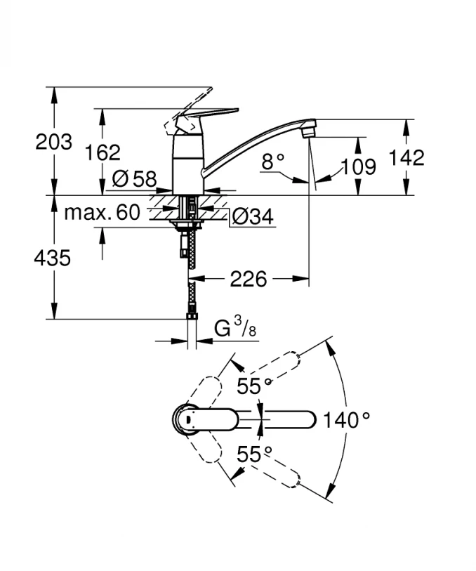 Baterija za sudoperu GROHE COSMOPOLITAN