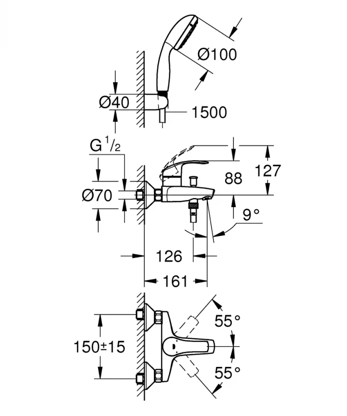 Baterija za kadu GROHE EUROSMART