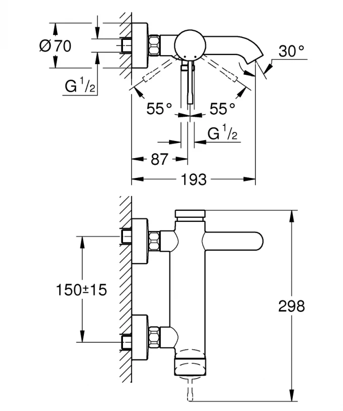 Baterija za kadu GROHE ESSENCE