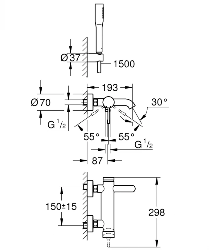 Baterija za kadu GROHE ESSENCE set