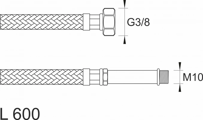 Brinoks crijevo SBA baterijsko F3/8''x M10  600 sa produžetkom od 50mm