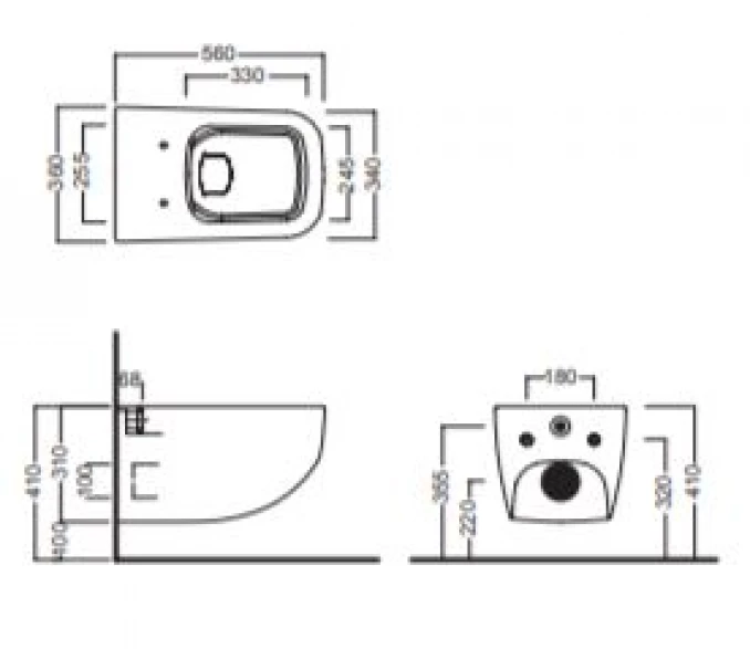 Konzolna šolja HATRIA NEXT mat black rimless