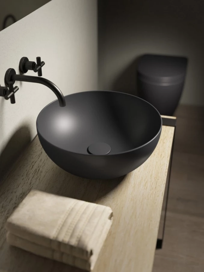 Lavabo nadgradni HATRIA HAPPYHOUR SLIM 06:00 fi400x165mm mat black