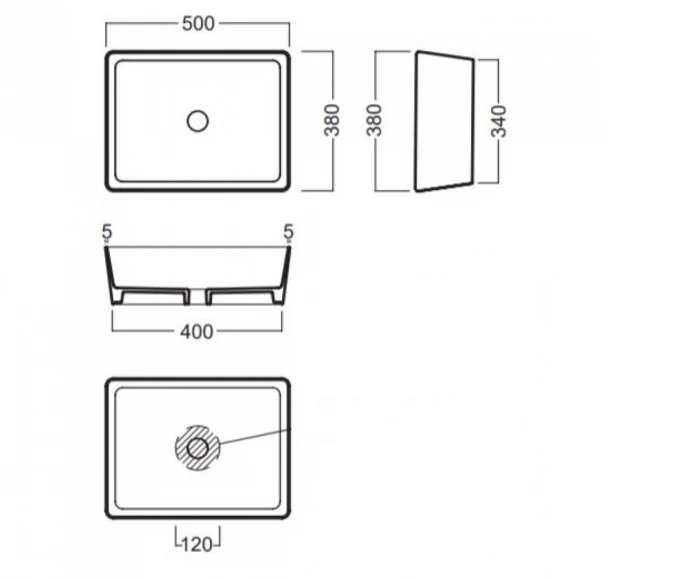 Lavabo nadgradni HATRIA HAPPYHOUR SLIM 11:00 500x380x155mm ash