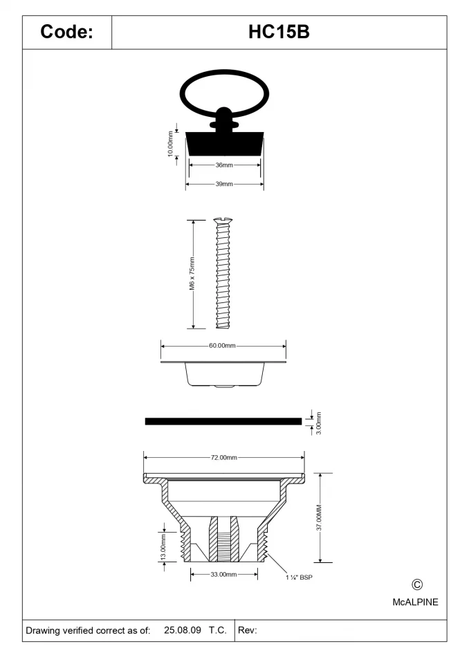 Pileta McALPINE 5/4 sa inox resetkom ø60