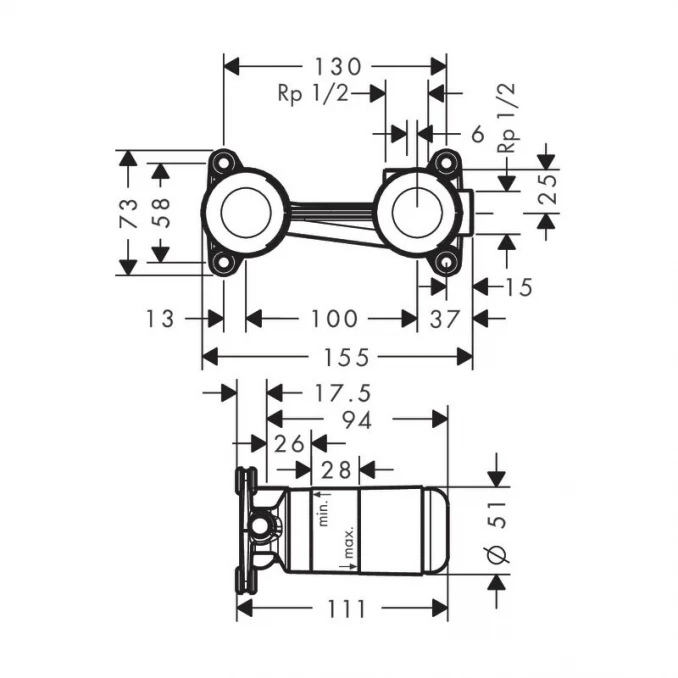 Ugradno tijelo za lavabo HANSGROHE