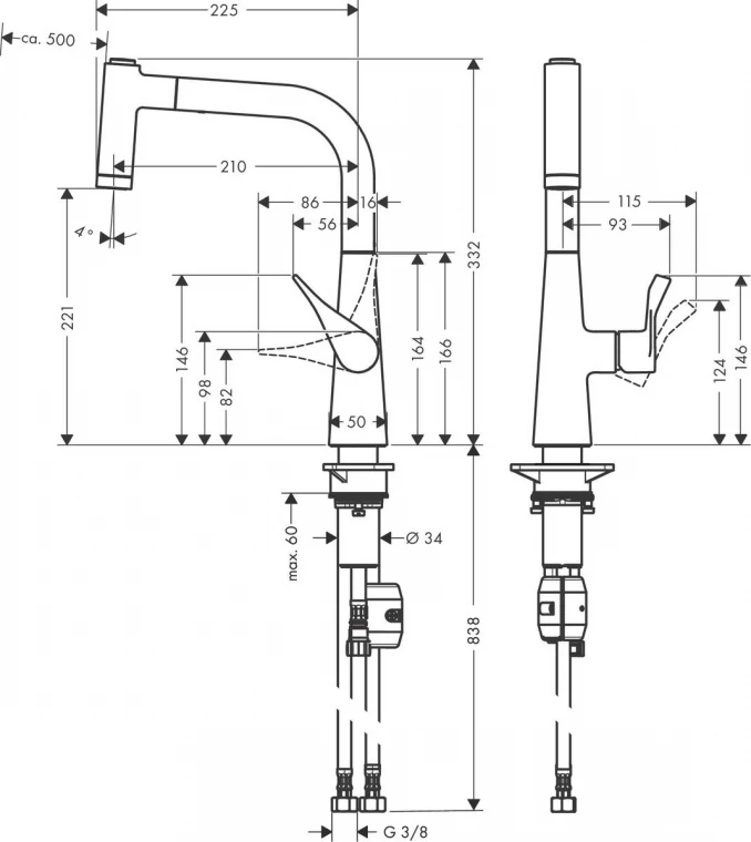 Baterija za sudoperu HANSGROHE METRIS 220