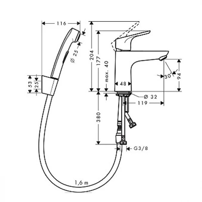 Baterija za lavabo sa tušem HANSGROHE FOCUS 100