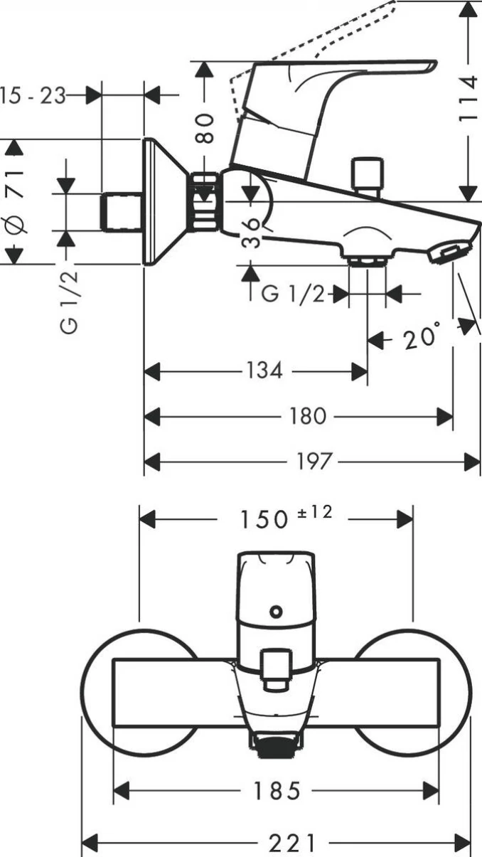 Baterija za kadu HANSGROHE FOCUS