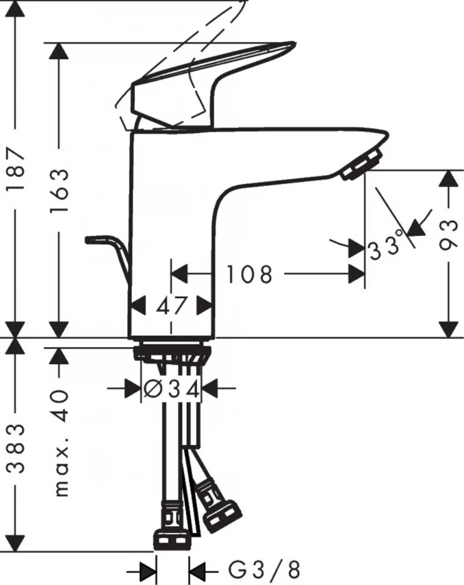 Baterija za lavabo HANSGROHE LOGIS 100